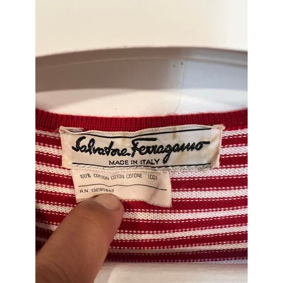 Salvatore Ferragamo Women’s 2 PC Preppy Nautical Striped Skirt Set L-XL - Picture 7 of 13